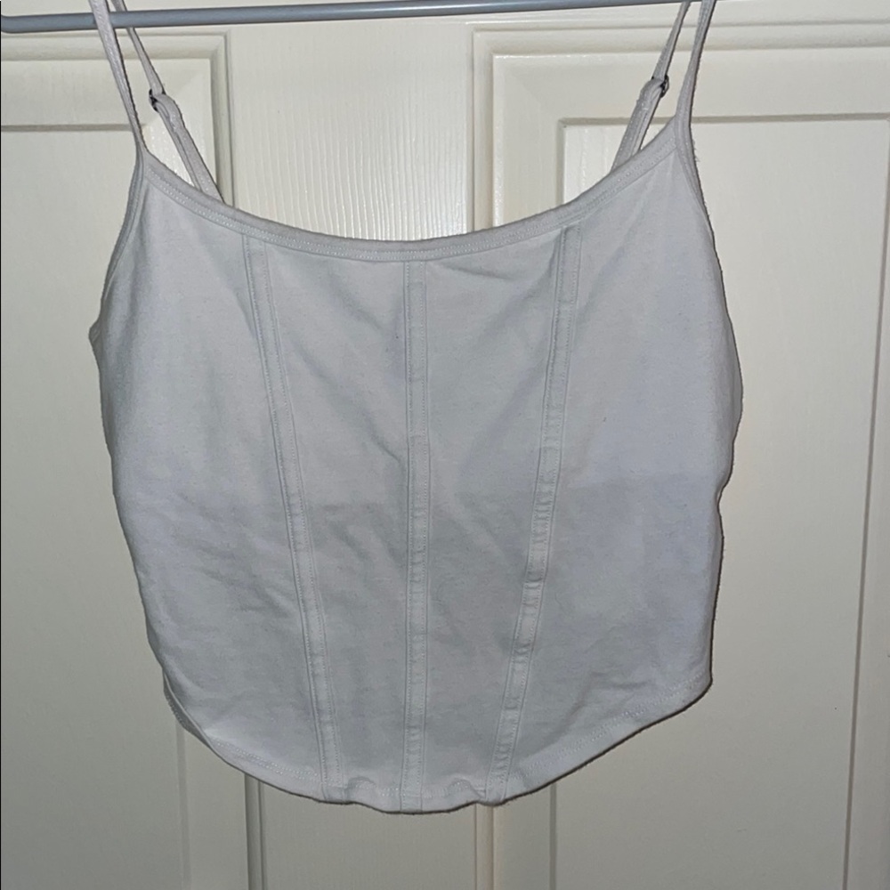 Hollister White Fitted Bustier Camisole Sleeveless Top